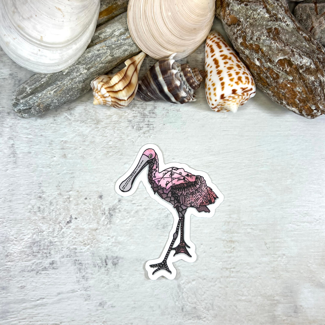 Sticker - Spoonbill - Pink - white background - 2.4x3"