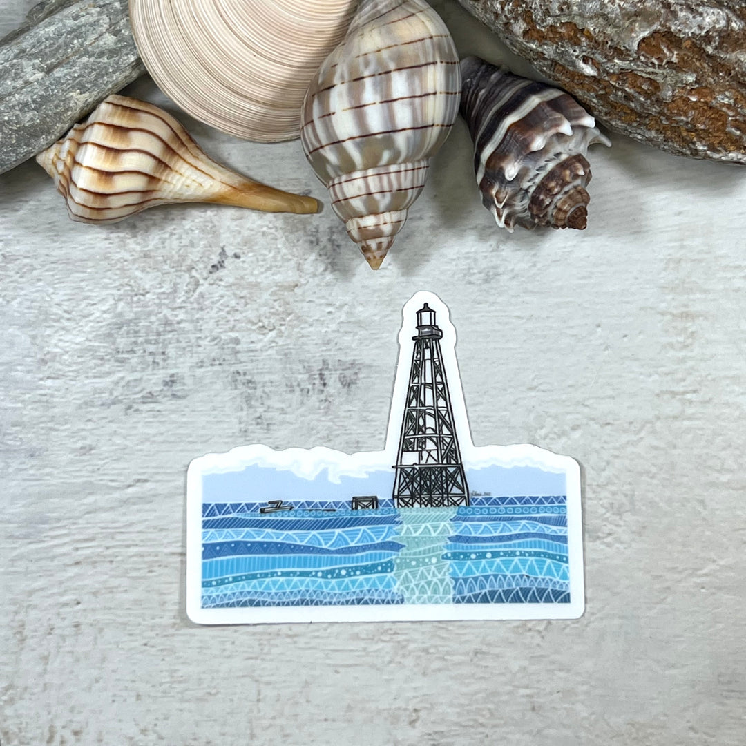 Sticker - Alligator Lighthouse - Turquoise - clear sticker - 3x2.5"