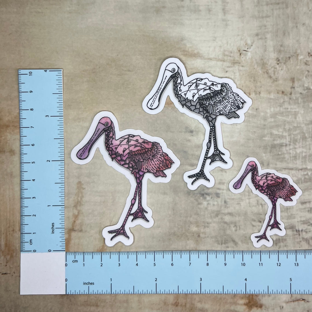 Sticker - Spoonbill - Black & White - White Background - 3"
