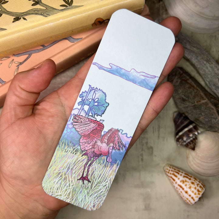Bookmark - Spoonbill Flapping - Pink - 2x6"