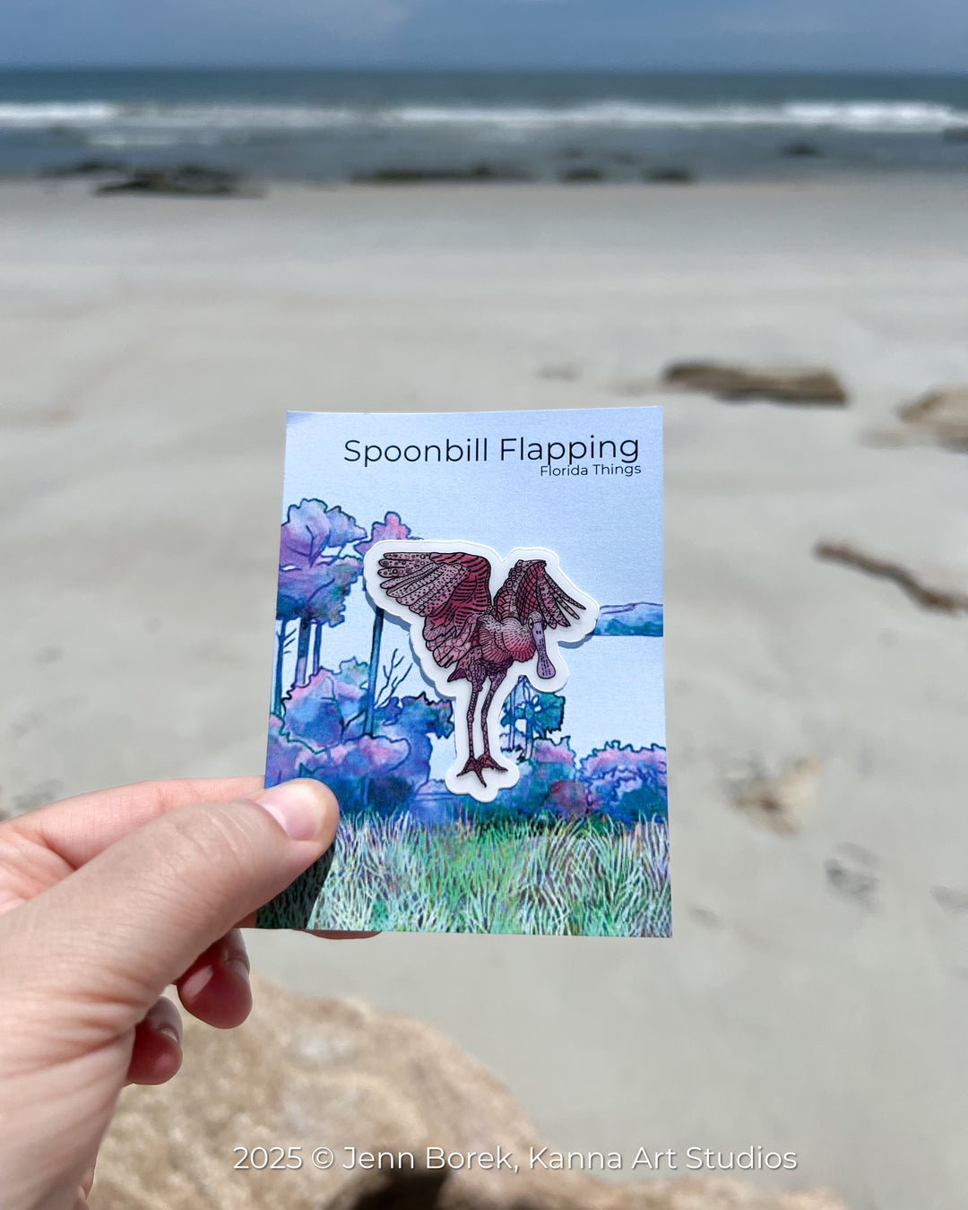 Spoonbill Flapping | Stickers 2" or 3" | Spoonbill Vinyl Sticker | Clear, Blue, Waterproof Spoonbill Decal for Laptop, Water Bottle, Journal, Gift for Ocean Lovers