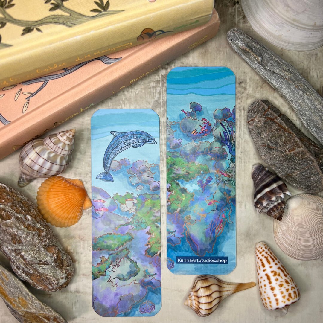 Bookmark - Dolphin - Blue - 2x6"
