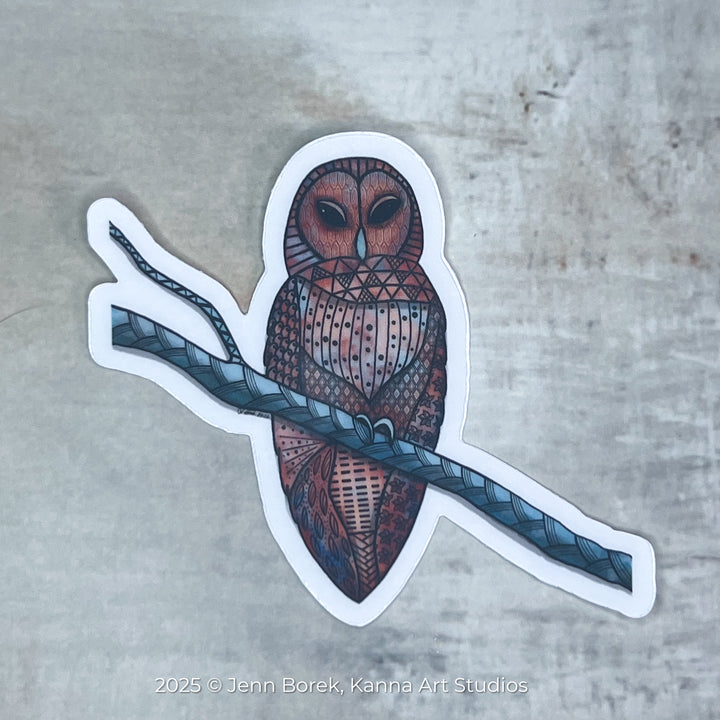 Barred Owl | Stickers 2" or 3" | Barred Owl Vinyl Sticker | Clear, Barred Owl Decal for Laptop, Water Bottle, Journal, Gift for Ocean Lovers