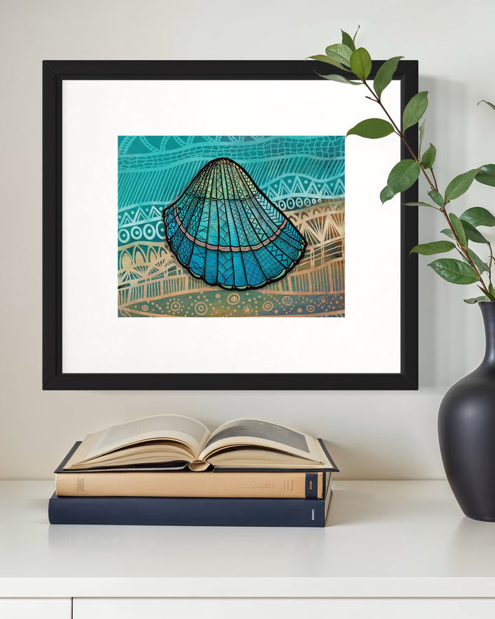 Cockleshell | Art Print 8 x 10 | Colorful Ocean Wall Art | Cockleshell Illustration, Coastal Beach Decor