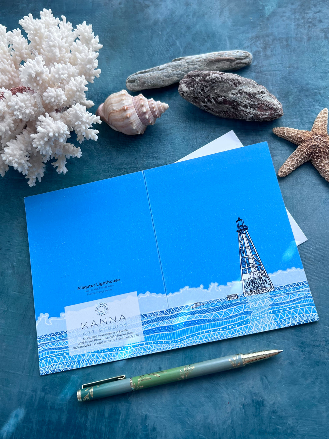 Alligator Reef Lighthouse | Blank Note Card 4.5 x 6.25 | Alligator Reef Lighthouse Greeting Card | Alligator Reef Lighthouse Stationery, Coastal Gift