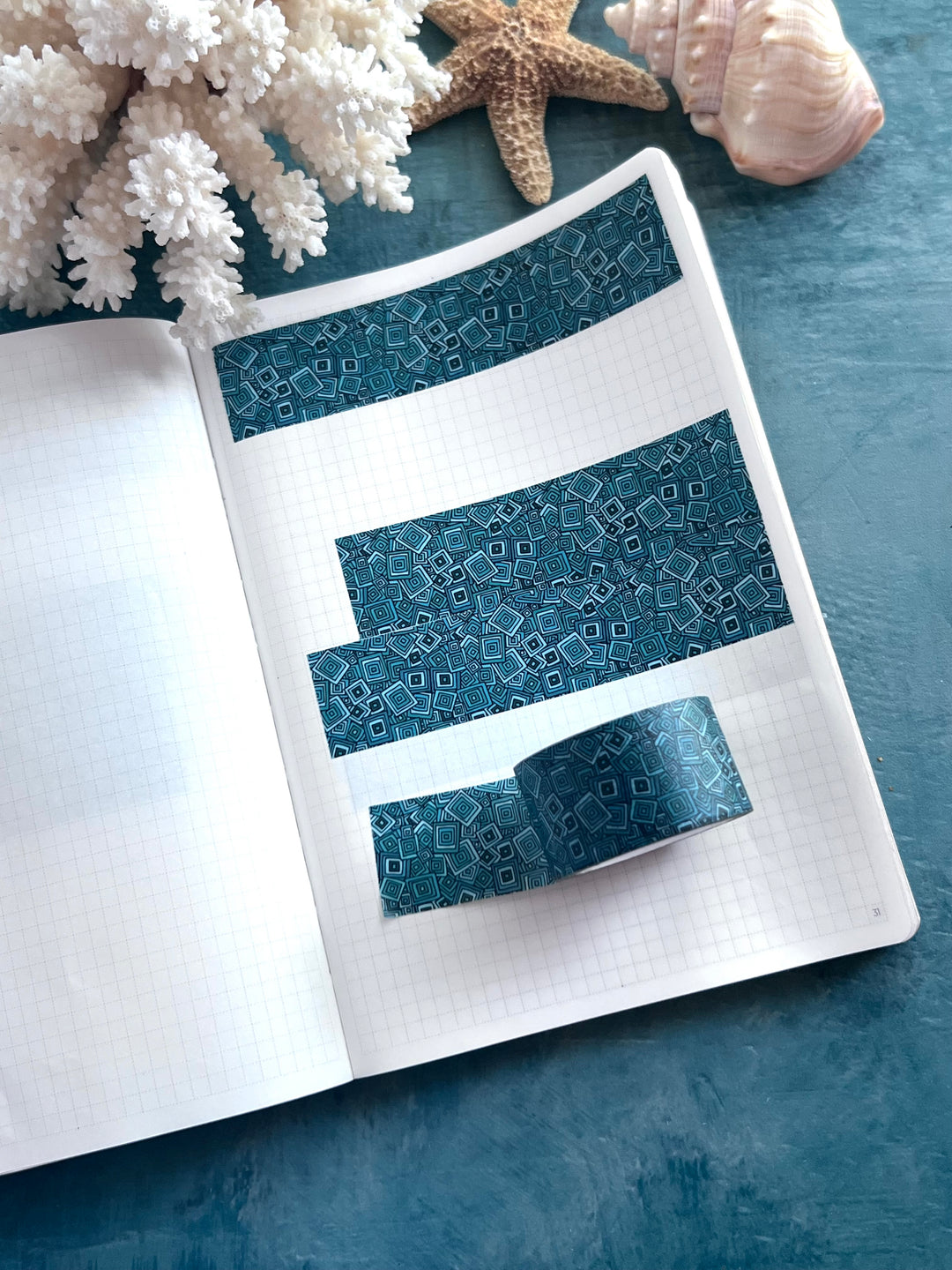 Washi Tape Tossed Squares| Hand-Drawn Geometric Pattern | Seamless Fabric Design | Decorative Journal Tape | Kanna Art Studios