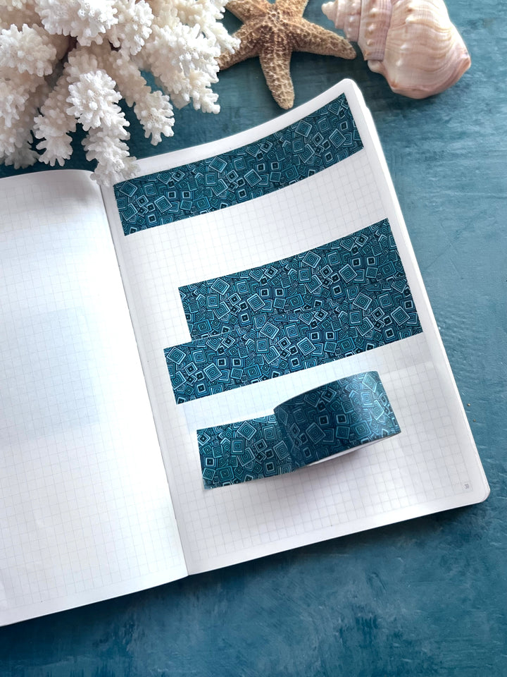 Washi Tape Tossed Squares| Hand-Drawn Geometric Pattern | Seamless Fabric Design | Decorative Journal Tape | Kanna Art Studios
