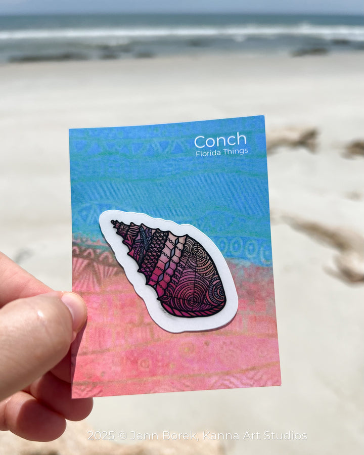 Conch | Stickers 2" or 3" | Conch Vinyl Sticker | Clear, Conch Decal for Laptop, Water Bottle, Journal, Gift for Ocean Lovers