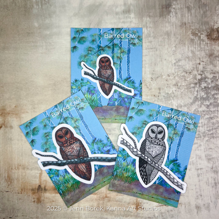 Barred Owl | Stickers 3" | Barred Owl Vinyl Sticker | Black & White, Barred Owl Decal for Laptop, Water Bottle, Journal, Gift for Ocean Lovers (Copy)