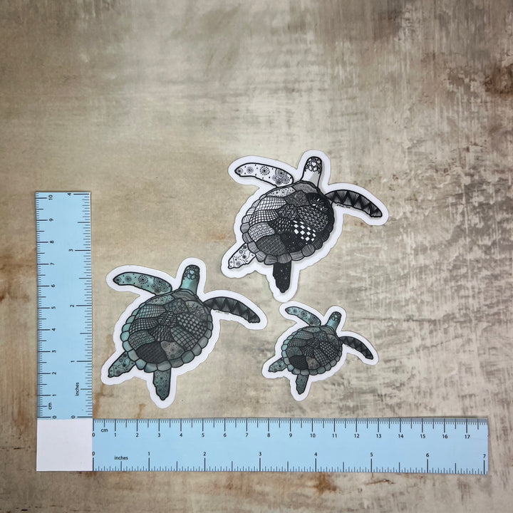 Sticker - Sea Turtle - Turquoise - Clear background - 3" or 2"