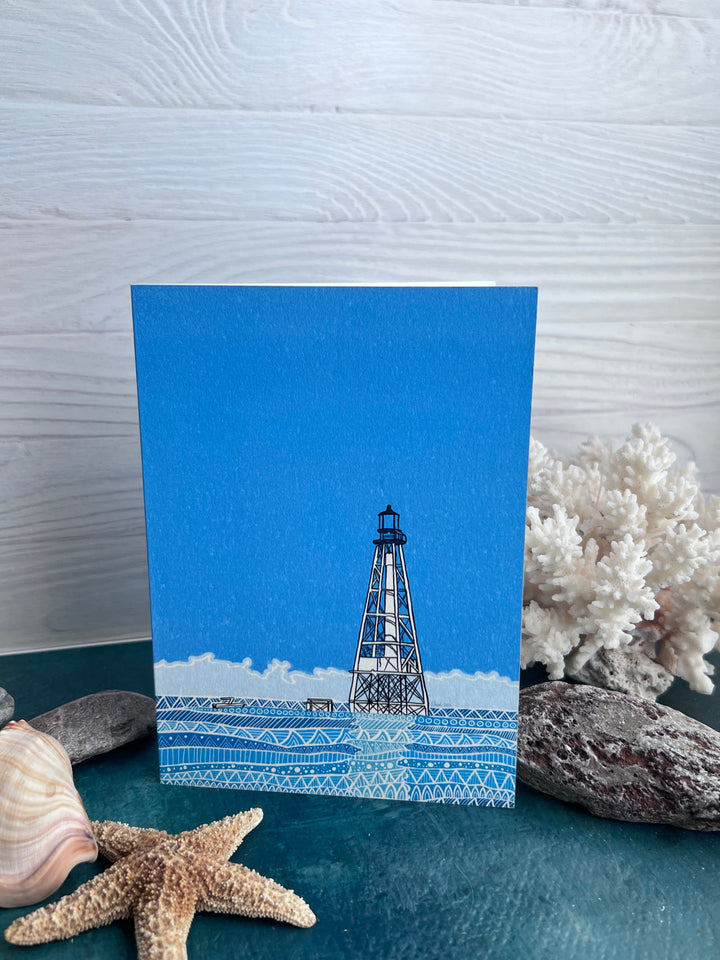 Alligator Reef Lighthouse | Blank Note Card 4.5 x 6.25 | Alligator Reef Lighthouse Greeting Card | Alligator Reef Lighthouse Stationery, Coastal Gift