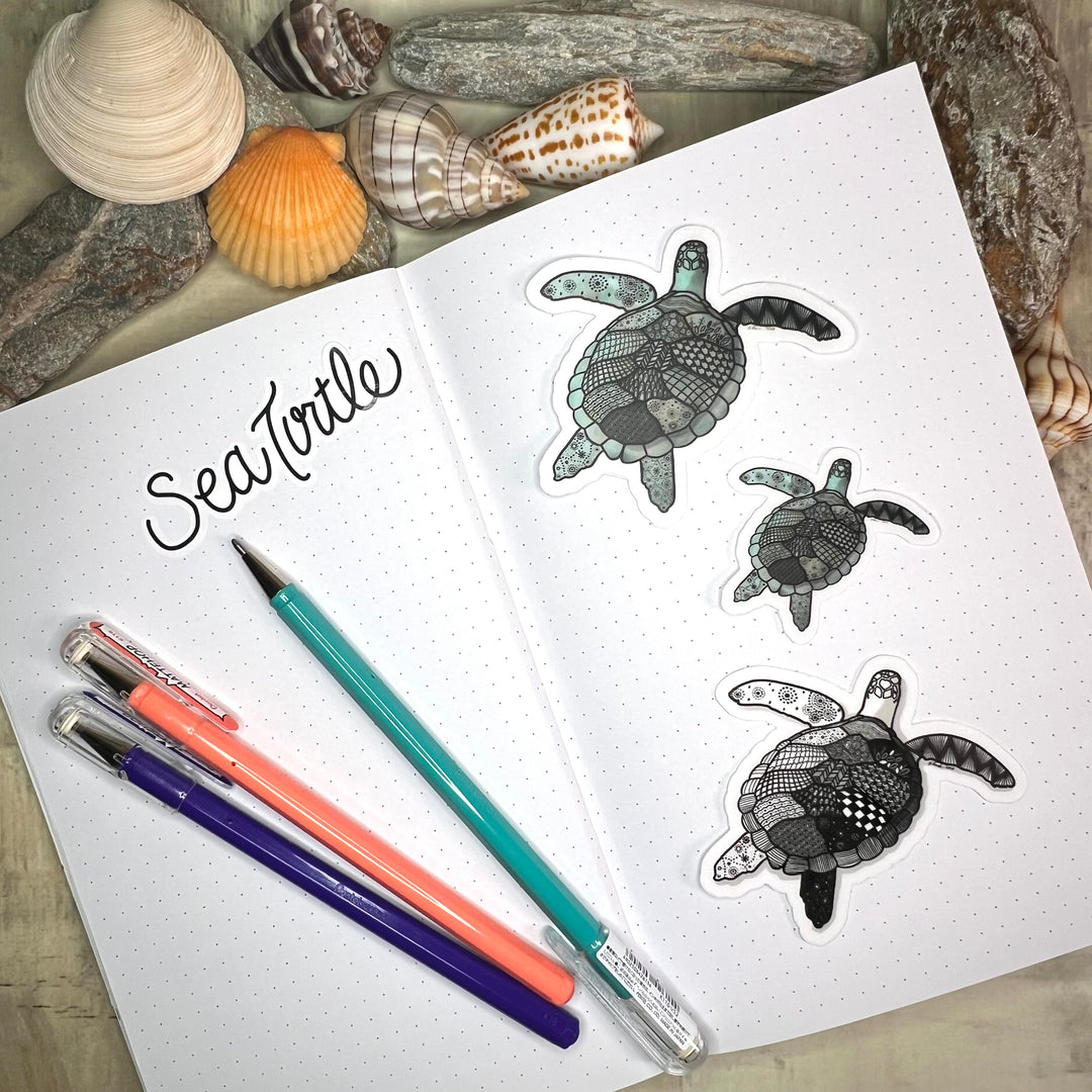 Sticker - Sea Turtle - Turquoise - Clear background - 3" or 2"
