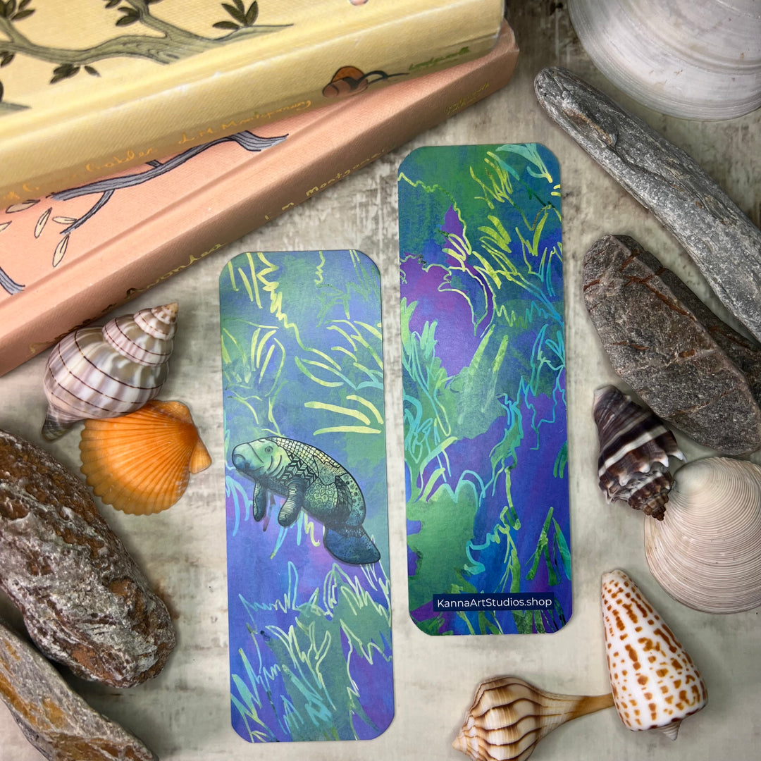 Manatee Bookmark 2x6 | Ocean and River Manatee Bookmark | Cute Manatee Book Mark for Readers, Students, Ocean Lovers Gift