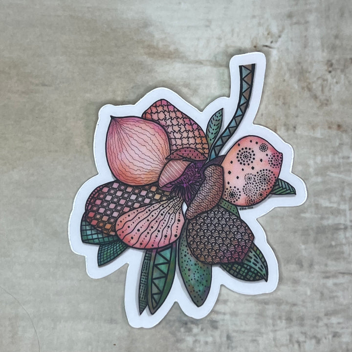 Sticker - Magnolia 1 - Orange - Clear Background - 3" or 2"