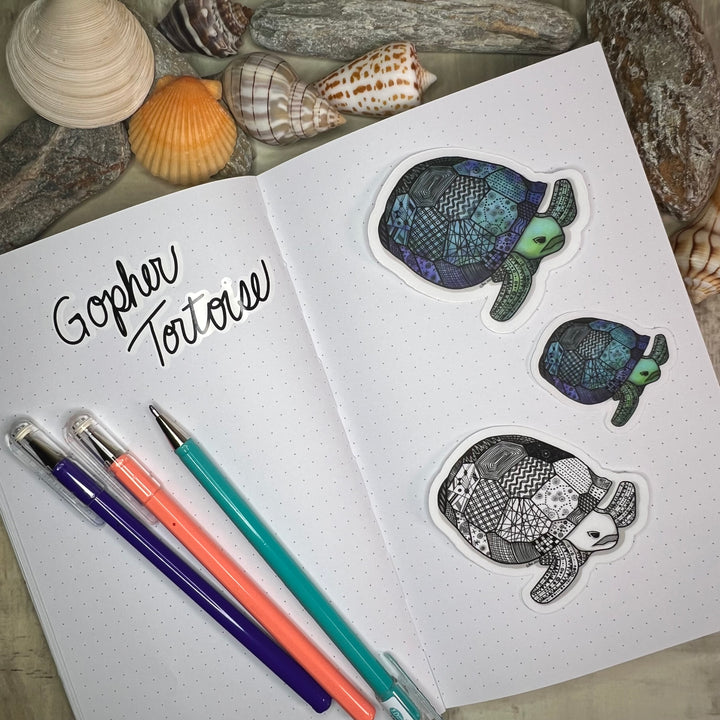 Gopher Tortoise | Stickers 3" | Gopher Tortoise Vinyl Sticker | Black & White, Gopher Tortoise Decal for Laptop, Water Bottle, Journal, Gift for Ocean Lovers