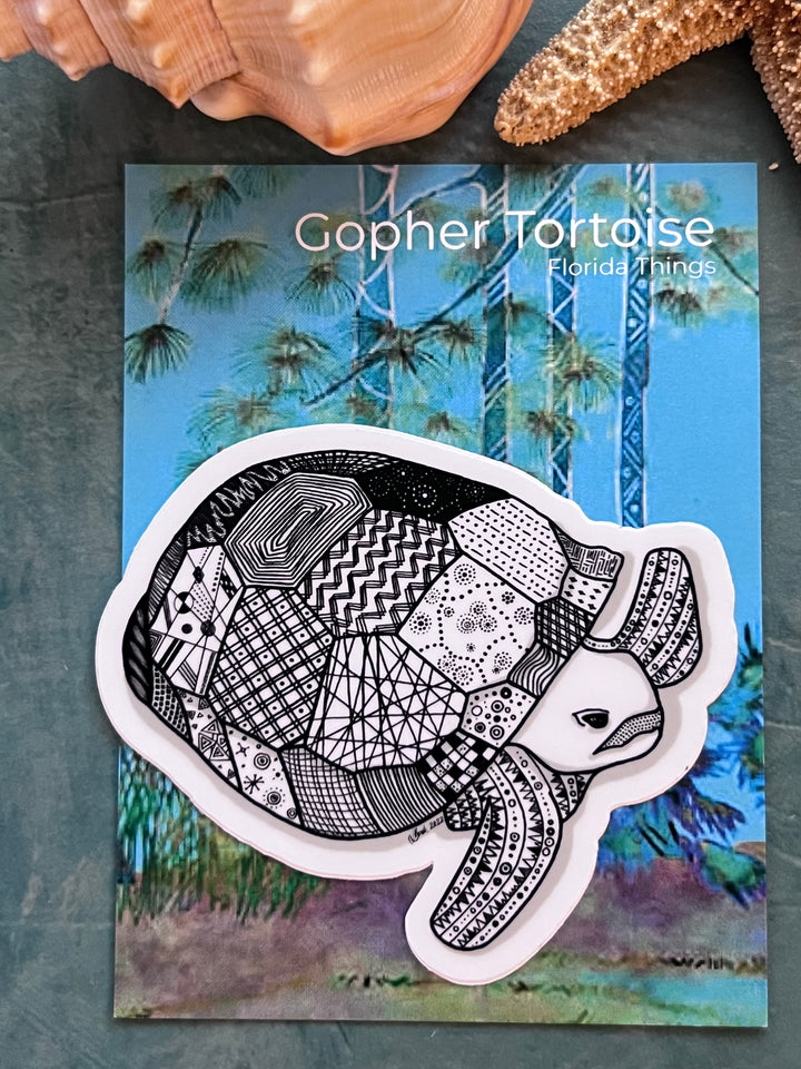 Gopher Tortoise | Stickers 3" | Gopher Tortoise Vinyl Sticker | Black & White, Gopher Tortoise Decal for Laptop, Water Bottle, Journal, Gift for Ocean Lovers