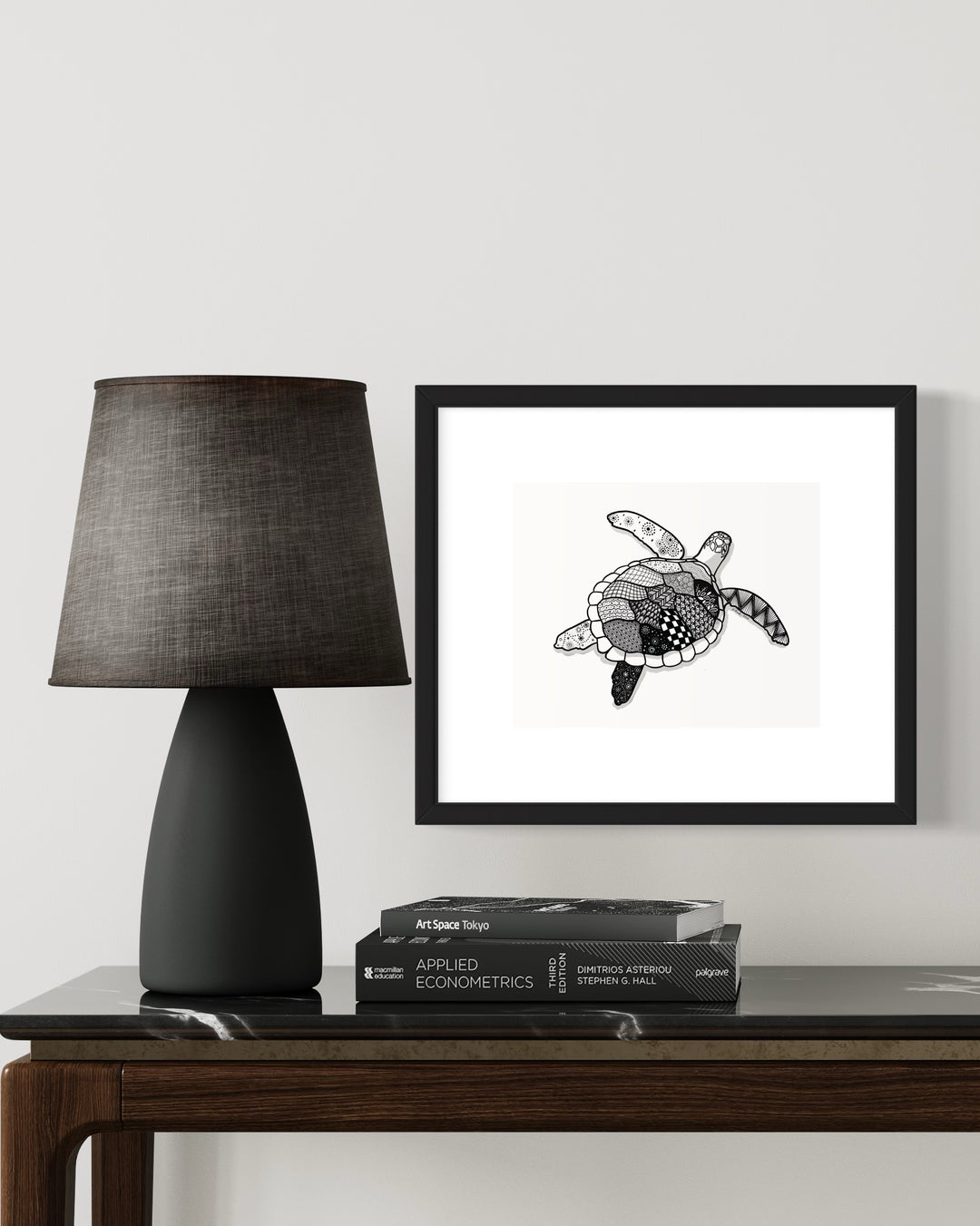 Sea Turtle Art Print 8 x 10 | Black and White Ocean Wall Art | Marine Life Illustration, Coastal Beach Decor