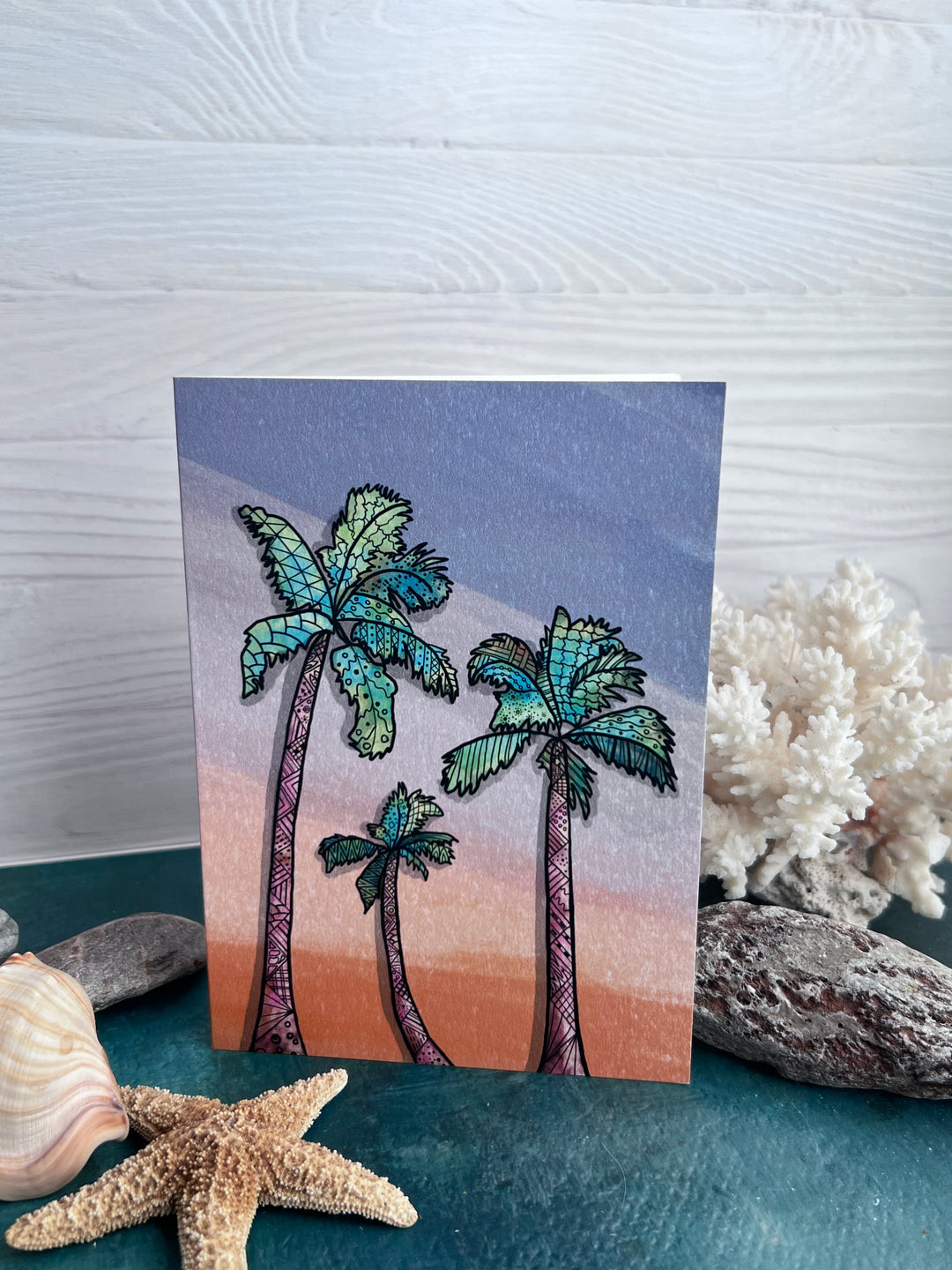 Palm Trees | Blank Note Card 4.5 x 6.25 | Palm Trees Animal Greeting Card | Palm Trees Stationery, Coastal Gift