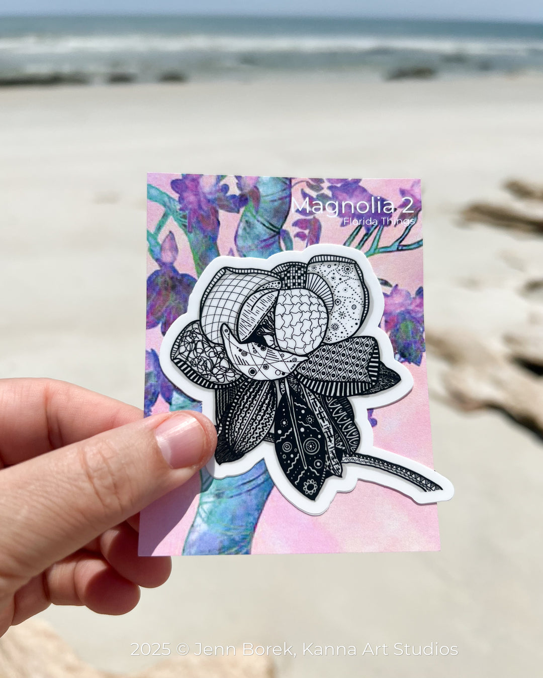 Magnolia 2 | Stickers 3" | Cute Ocean Magnolia 2 Vinyl Sticker | Black & White, Waterproof Magnolia 2 Decal for Laptop, Water Bottle, Journal, Gift for Ocean Lovers