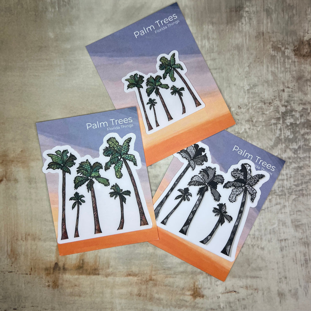 Sticker - Palm Trees - Green - Clear Background - 3" or 2"