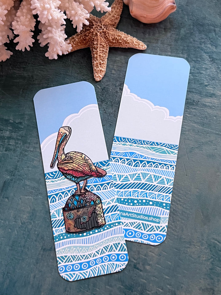 Pelican Key West Bookmark 2x6 | Pelican Key West Bookmark | Pelican Key West Book Mark for Readers, Students, Ocean Lovers Gift
