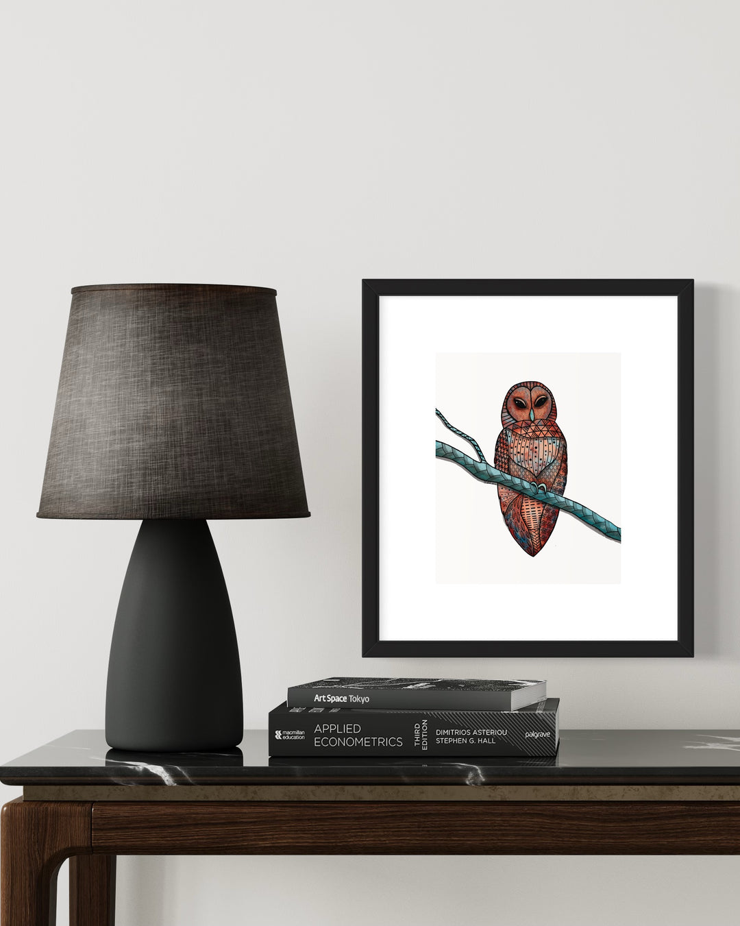 Barred Owl | Art Print 8 x 10 | Colorful Ocean Wall Art | Barred Owl Illustration, Coastal Beach Decor