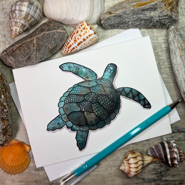 Greeting Card - Sea Turtle - Turquoise - 4.5" x 6.25"