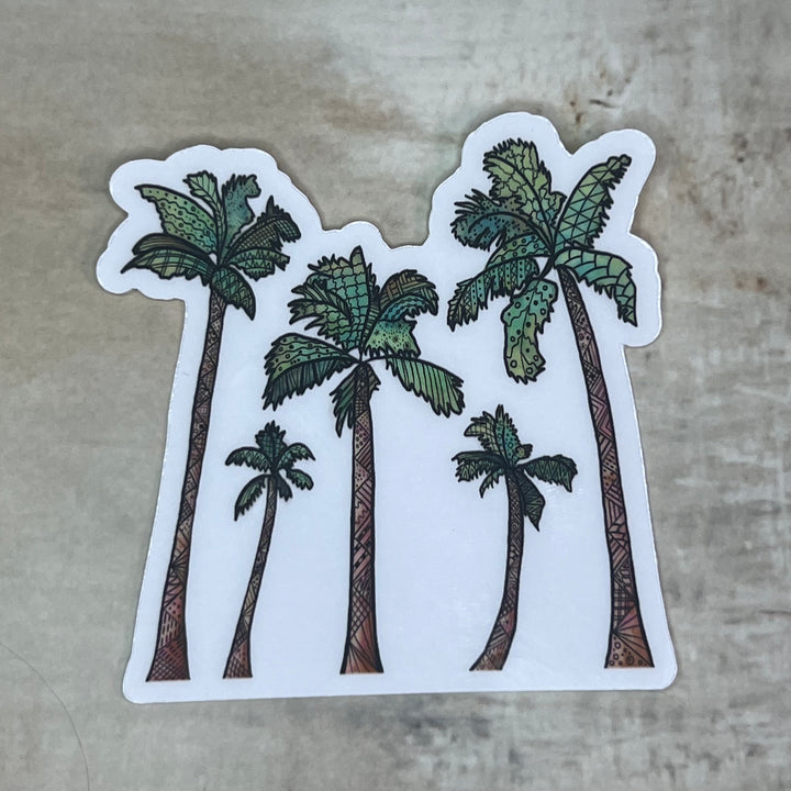 Sticker - Palm Trees - Green - Clear Background - 3" or 2"