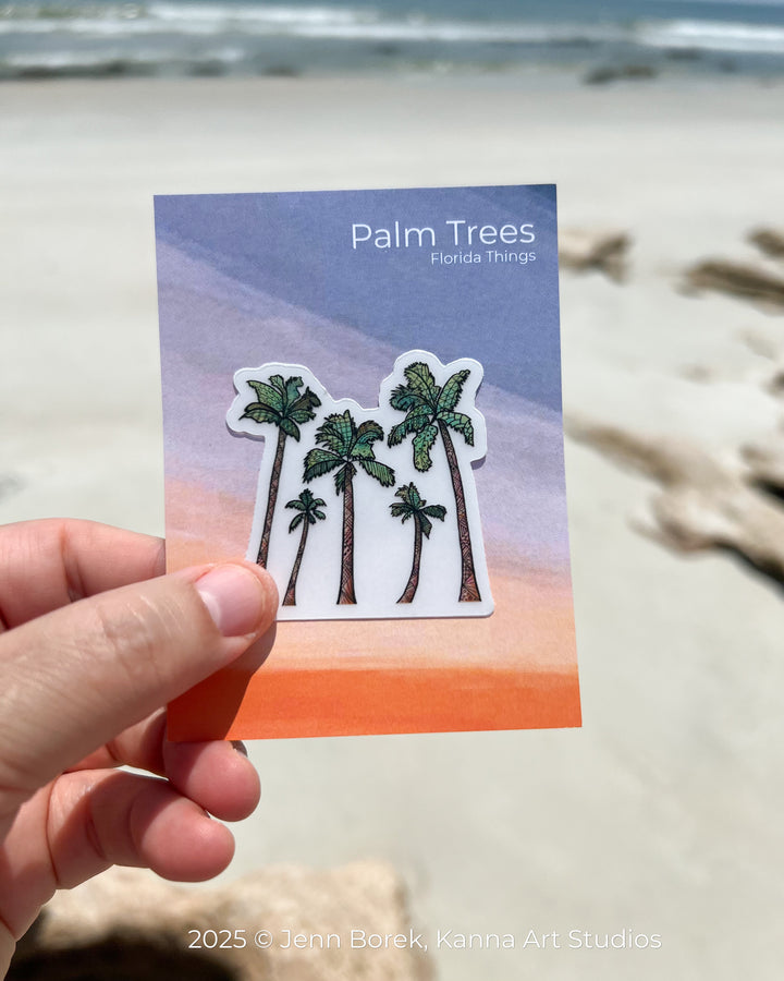 Palm Trees | Stickers 2" or 3" | Cute Palm TreesVinyl Sticker | Clear, Palm Trees Decal for Laptop, Water Bottle, Journal, Gift for Ocean Lovers