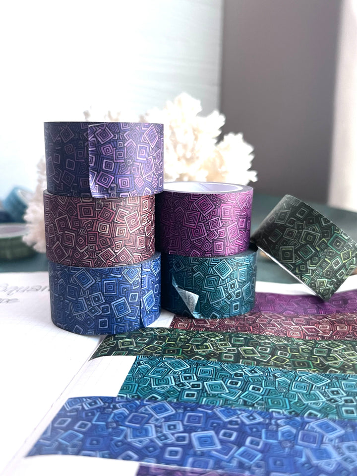 Washi Tape Tossed Squares| Hand-Drawn Geometric Pattern | Seamless Fabric Design | Decorative Journal Tape | Kanna Art Studios
