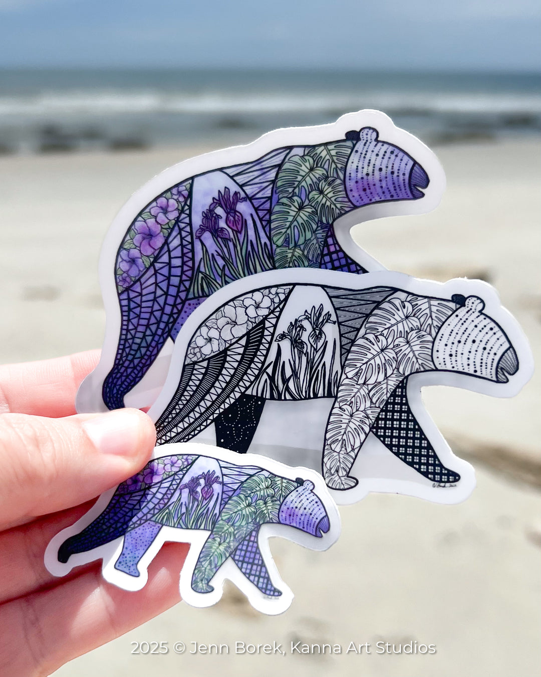 Bear | Stickers 2" or 3" | Bear Vinyl Sticker | Clear, Bear Decal for Laptop, Water Bottle, Journal, Gift for Ocean Lovers