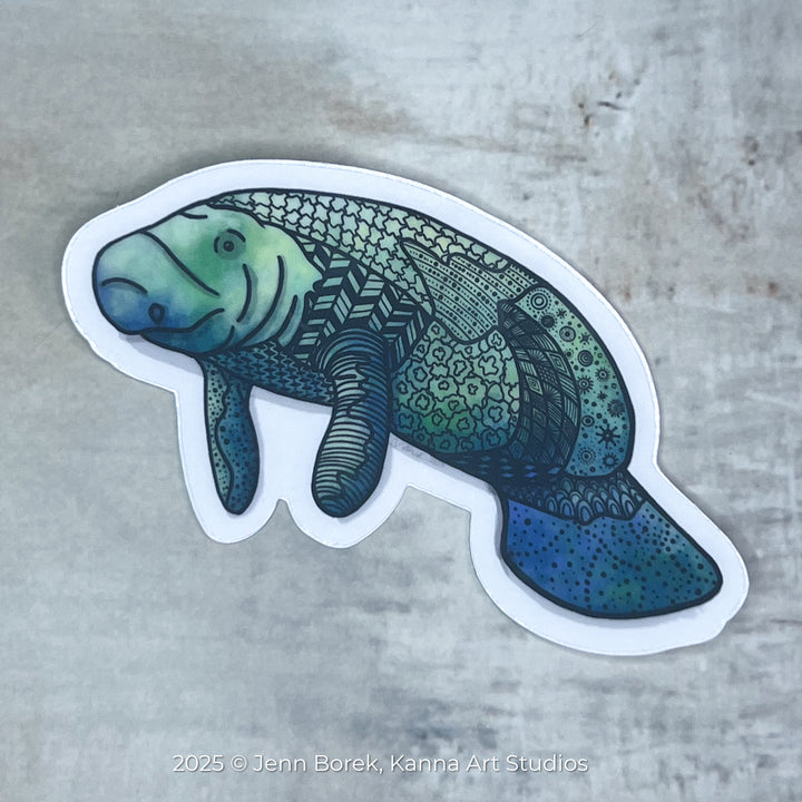 Manatee Stickers 2" or 3" | Cute Ocean Manatee Vinyl Sticker | Clear, Greeb, Waterproof Manatee Decal for Laptop, Water Bottle, Journal, Gift for Ocean Lovers