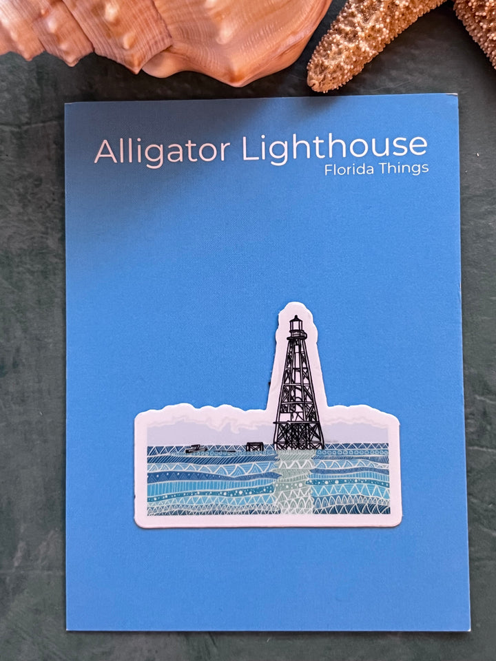 Alligator Reef Lighthouse | Stickers 3" | Cute Ocean Alligator Reef Lighthouse Vinyl Sticker | Black & White, Waterproof Alligator Reef Lighthouse Decal for Laptop, Water Bottle, Journal, Gift for Ocean Lovers