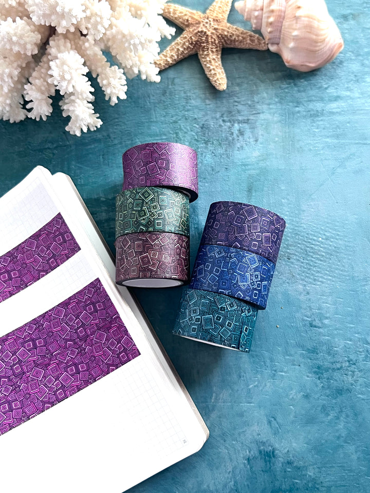 Washi Tape Tossed Squares| Hand-Drawn Geometric Pattern | Seamless Fabric Design | Decorative Journal Tape | Kanna Art Studios