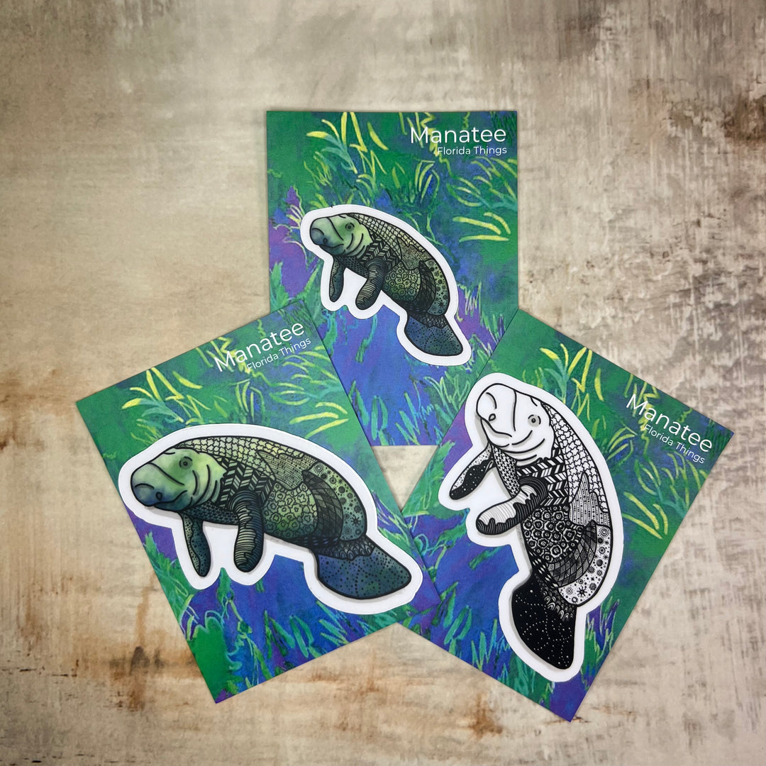 Sticker - Manatee - Green - Clear background - 3" or 2"