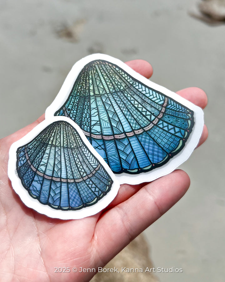 Cockleshell | Stickers 2" or 3" | Cute Cockleshell Vinyl Sticker | Clear, Cockleshell Decal for Laptop, Water Bottle, Journal, Gift for Ocean Lovers