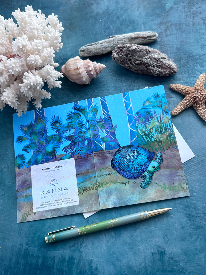 Gopher Tortoise | Blank Note Card 4.5 x 6.25 | Gopher Tortoise Animal Greeting Card | Gopher Tortoise Stationery, Coastal Gift
