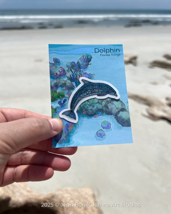 Dolphin Stickers 2" or 3" | Cute Ocean Dolphin Vinyl Sticker | Clear, Blue, Waterproof Dolphin Decal for Laptop, Water Bottle, Journal, Gift for Ocean Lovers