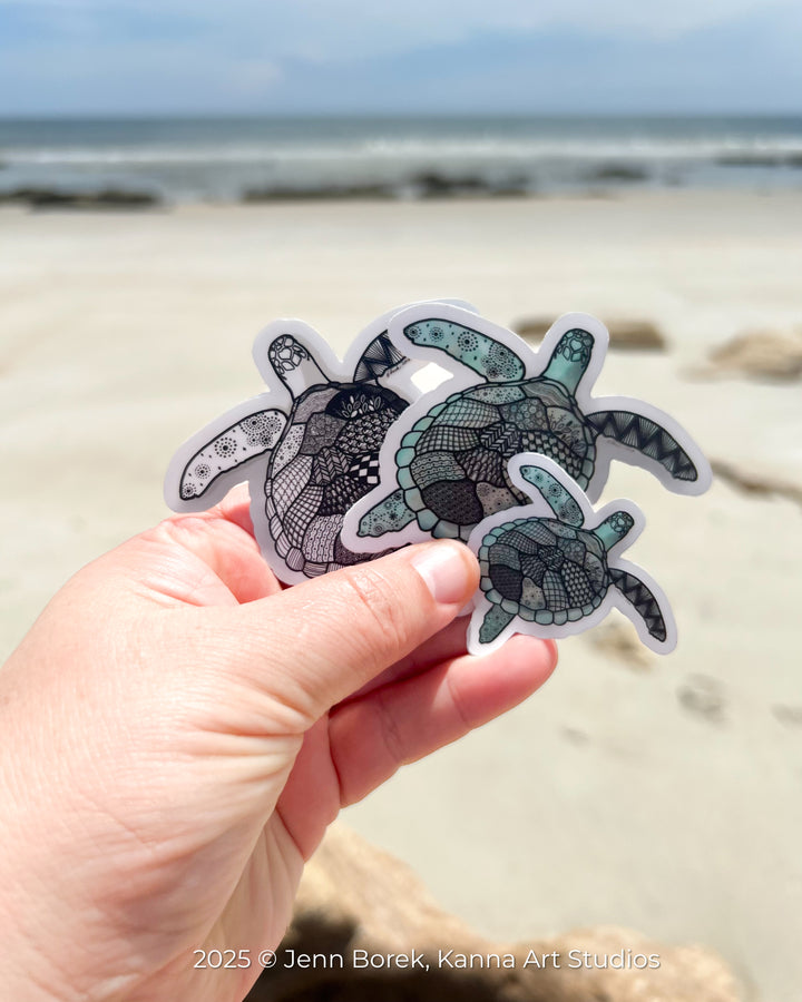 Sticker - Sea Turtle - Turquoise - Clear background - 3" or 2"