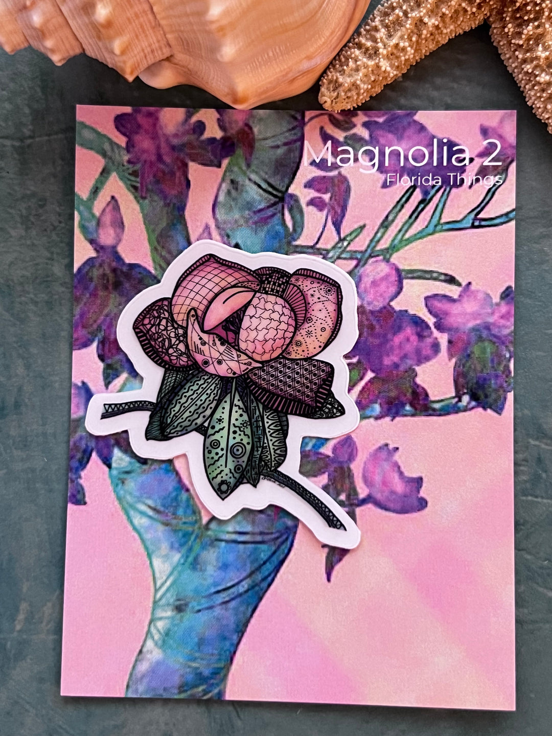 Magnolia 2 | Stickers 2" or 3" | Cute Magnolia 2 Vinyl Sticker | Clear, Magnolia 2 Decal for Laptop, Water Bottle, Journal, Gift for Ocean Lovers
