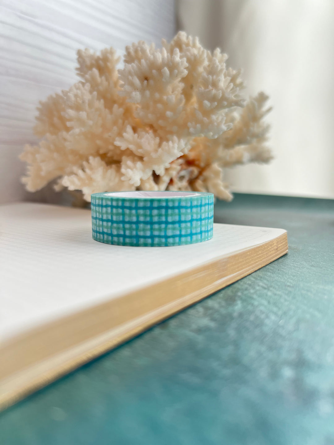 Washi Tape Wavy Gingham | 15mm Hand-Drawn Gingham Washi Tape | Colorful Journal, Planner & Scrapbook Tape | Pink, Orange, Green, Turquoise, Blue, Purple
