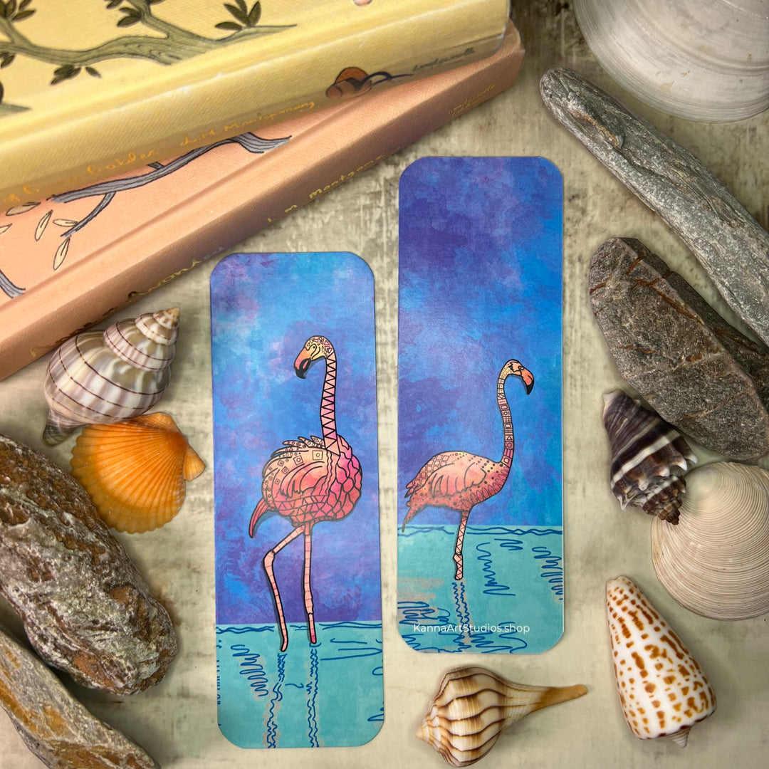 Flamingos Bookmark 2x6 | Ocean Flamingos Bookmark | Cute Flamingos Book Mark for Readers, Students, Ocean Lovers Gift