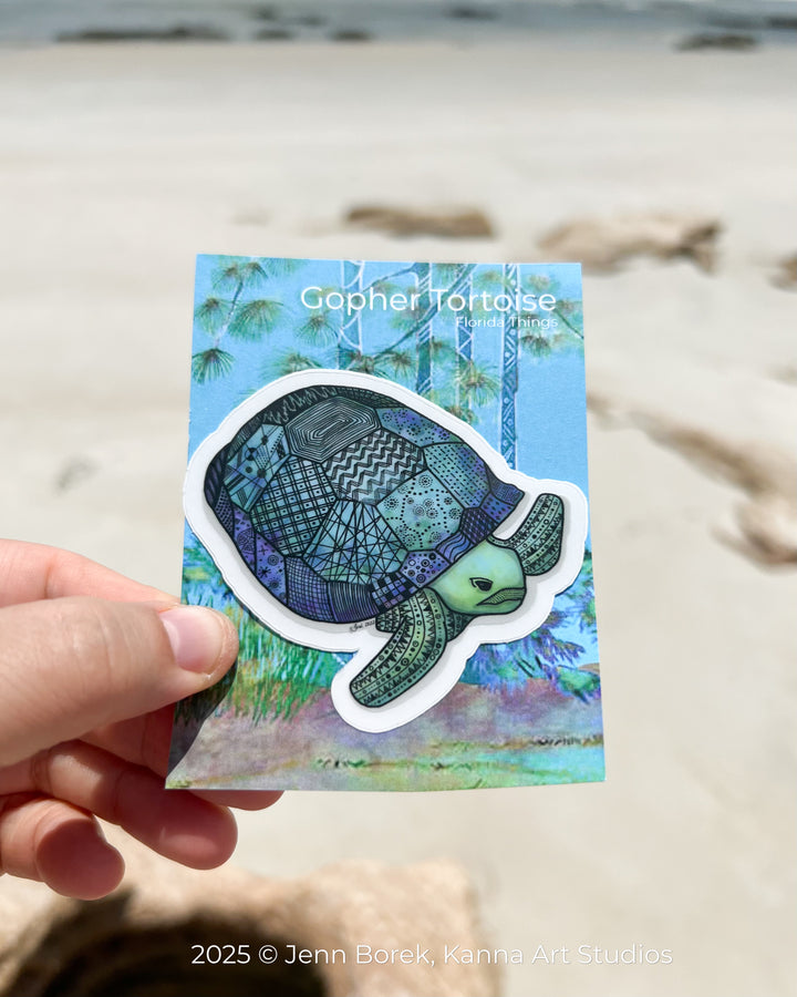Gopher Tortoise | Stickers 2" or 3" | Gopher Tortoise Vinyl Sticker | Clear, Gopher Tortoise Decal for Laptop, Water Bottle, Journal, Gift for Ocean Lovers