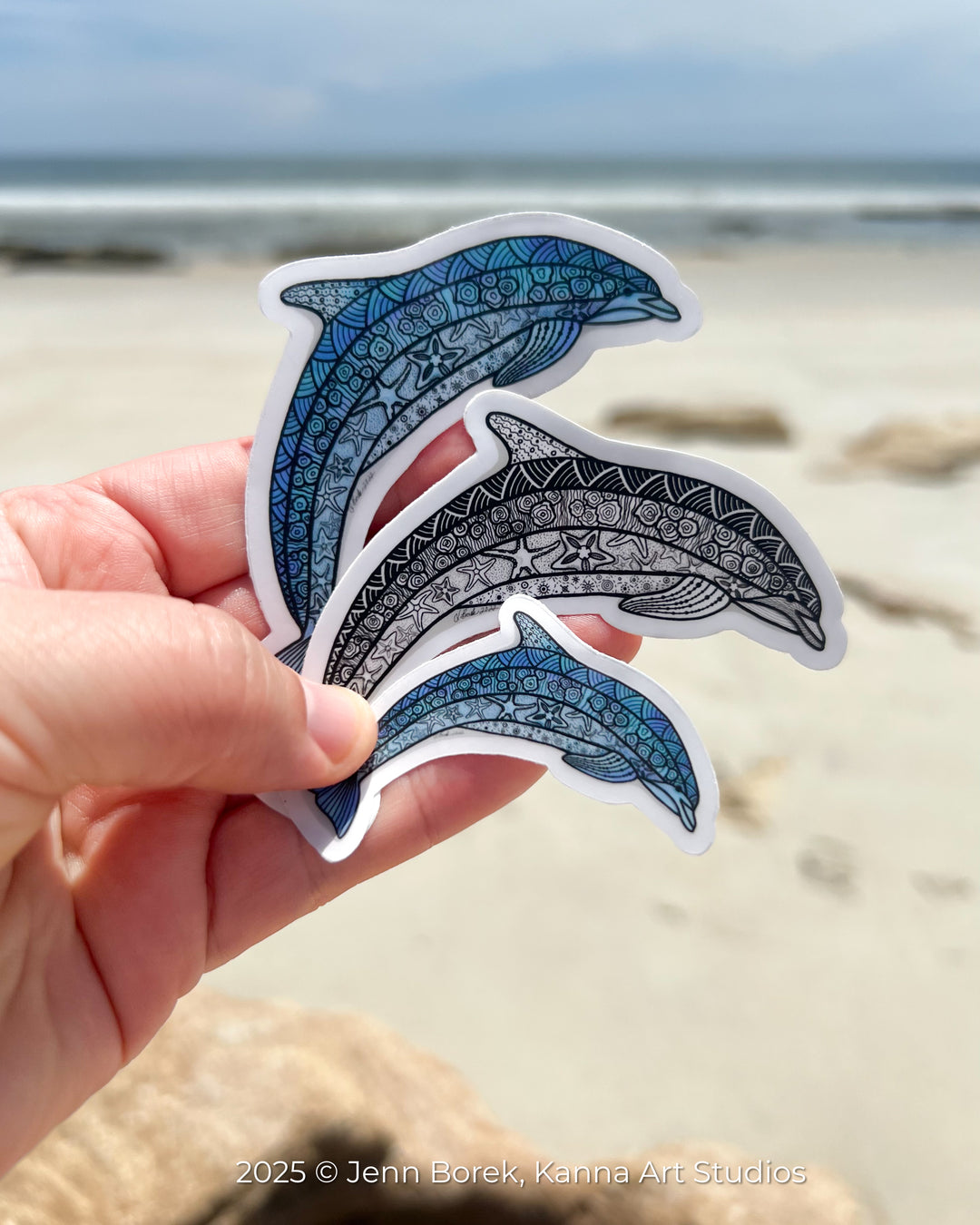 Dolphin Stickers 2" or 3" | Cute Ocean Dolphin Vinyl Sticker | Clear, Blue, Waterproof Dolphin Decal for Laptop, Water Bottle, Journal, Gift for Ocean Lovers