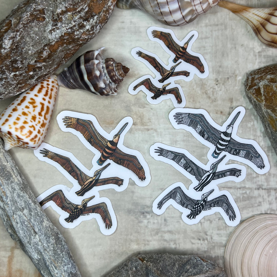 Sticker - Pelican Squadron - Orange and Turquoise - Clear background - 3" or 2"