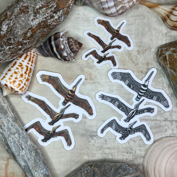 Sticker - Pelican Squadron - Orange and Turquoise - Clear background - 3" or 2"