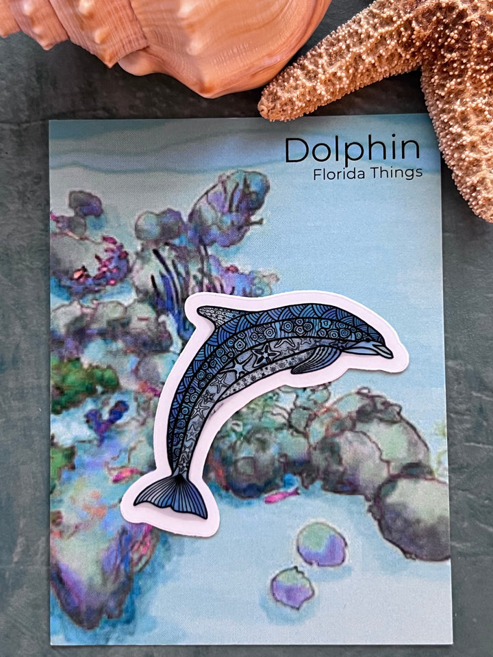 Dolphin Stickers 2" or 3" | Cute Ocean Dolphin Vinyl Sticker | Clear, Blue, Waterproof Dolphin Decal for Laptop, Water Bottle, Journal, Gift for Ocean Lovers