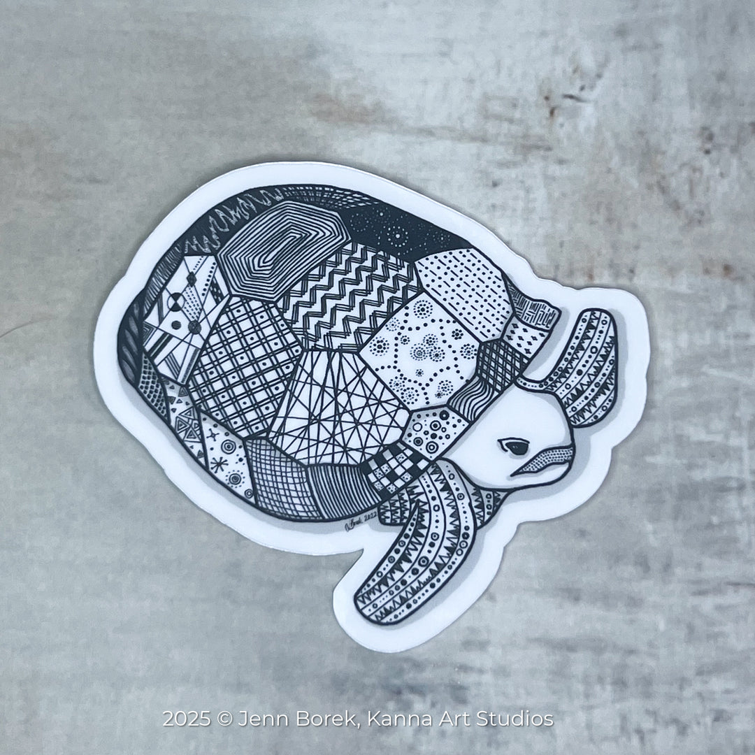 Gopher Tortoise | Stickers 3" | Gopher Tortoise Vinyl Sticker | Black & White, Gopher Tortoise Decal for Laptop, Water Bottle, Journal, Gift for Ocean Lovers
