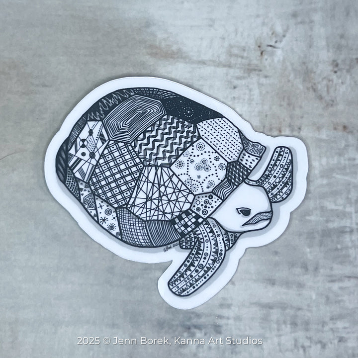 Gopher Tortoise | Stickers 3" | Gopher Tortoise Vinyl Sticker | Black & White, Gopher Tortoise Decal for Laptop, Water Bottle, Journal, Gift for Ocean Lovers