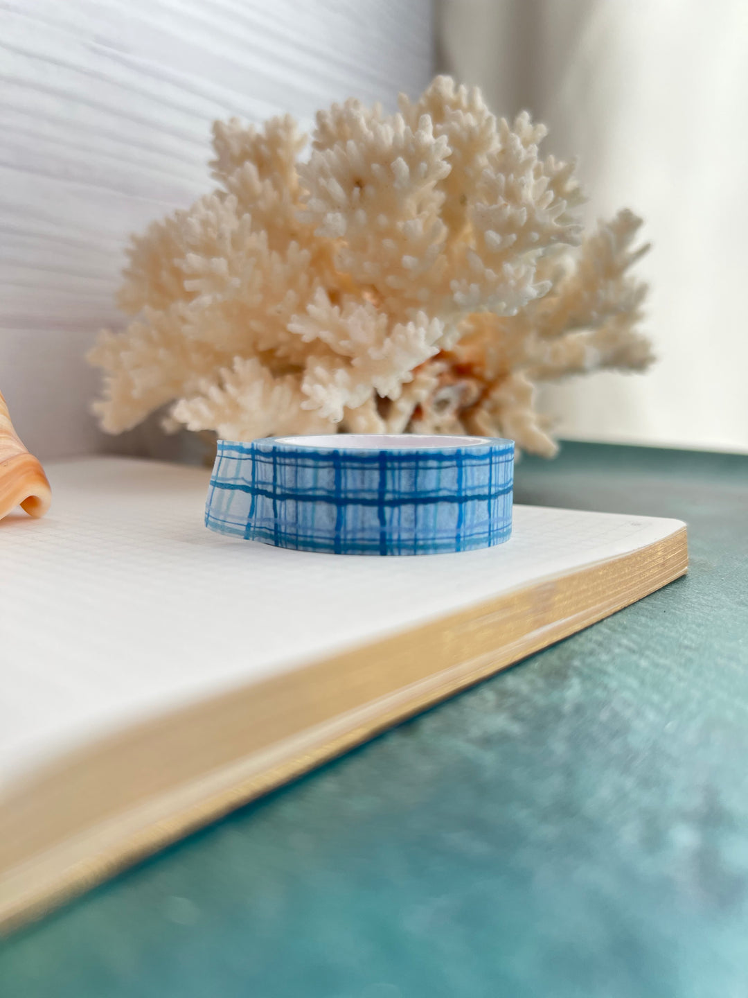 Washi Tape Wavy Plaid | 15mm Hand-Drawn Plaid Washi Tape | Colorful Journal, Planner & Scrapbook Tape | Pink, Orange, Green, Turquoise, Blue, Purple